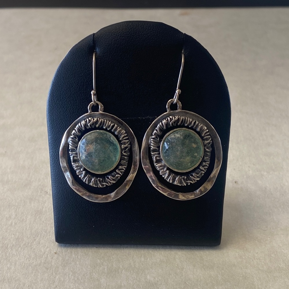 Pz Israel Venetian glass sterling silver earrings